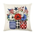thumbnail image 1 of Qocolhg 4th of July Throw Pillow Cover 18x18 inch Red Stripes Blue Stars Patriotic Decorative Outdoor Cushion Cover Independence Memorial Day Pillow Cases Linen Farmhouse for Sofa Couch Bed Clearance, 1 of 6