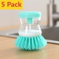 thumbnail image 1 of Qocolhg 5 Pack Dish Brush with Soap Dispenser for Dishes Pot Pan Kitchen Sink Scrubbing, Soap Dispensing Palm Brush, Green, 1 of 3