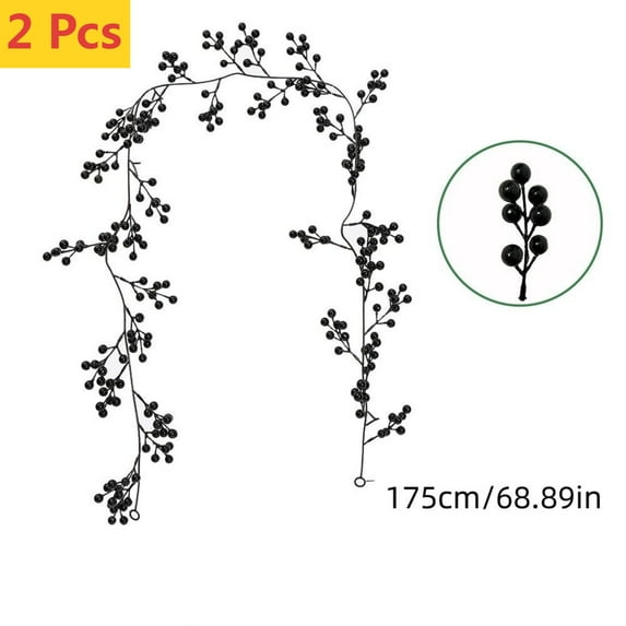 Qocolhg 6 Ft Christmas Red Berry Garland for Home Decorating, Rustic Artificial Red and Burgundy Berry Xmas Garland for Indoor Outdoor Mantel Fireplace Christmas Party Decorations, Black