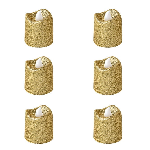 Qocolhg 6 Pcs Christmas Decorations Flameless Candles, Glitter LED Tea Light Candles Battery Operated Candle Fake Candle for Gold Party Decoration Wedding Centerpieces Table Supply