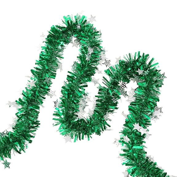 Qocolhg 78.7 Inch Christmas Tinsel Garland, Green Shiny Metallic Foil Decorations for Parade Floats, Halloween, Christmas Tree, New Year Parties, Birthday Party, Indoor and Outdoor Party Supplies