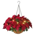 Qocolhg Artificial Christmas Hanging Basket, Artificial Poinsettia