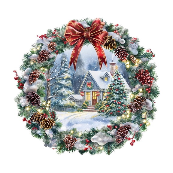 Qocolhg Artificial Christmas Wreath, Christmas Decorations Indoor Outdoor Clearance, Faux Pine Wreath for Front Door, Wall, Windows, Entry, Staircase, Xmas Decoration, Fall Decor