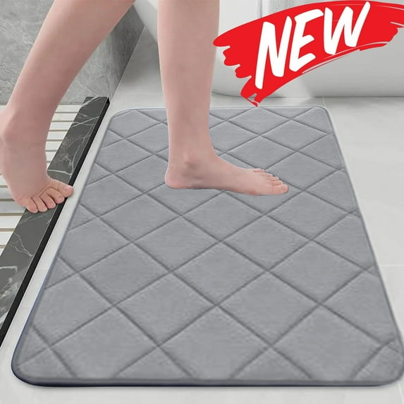 Qocolhg Bath Mat,Bathroom Rugs Non Slip Washable Thin Absorbent Quick Dry Bath Mat Rubber Backing Fits Under Door Bathroom Floor Mat for Bath,Bathtub,Shower,or Sink,Easy Care,40x60cm Gray