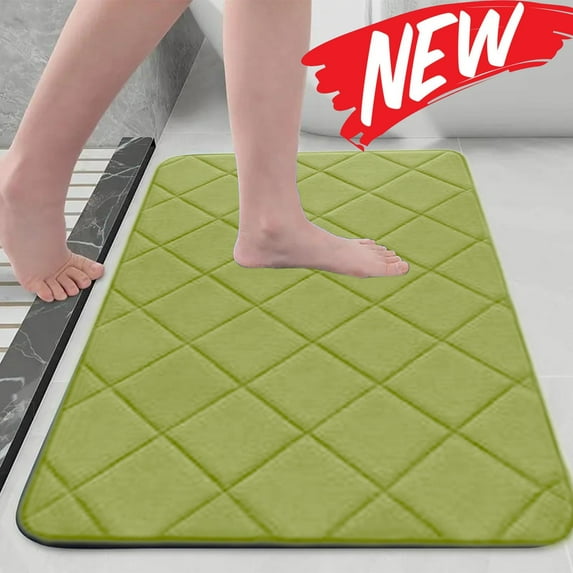Qocolhg Bath Mat,Bathroom Rugs Non Slip Washable Thin Absorbent Quick Dry Bath Mat Rubber Backing Fits Under Door Bathroom Floor Mat for Bath,Bathtub,Shower,or Sink,Easy Care,40x60cm Green