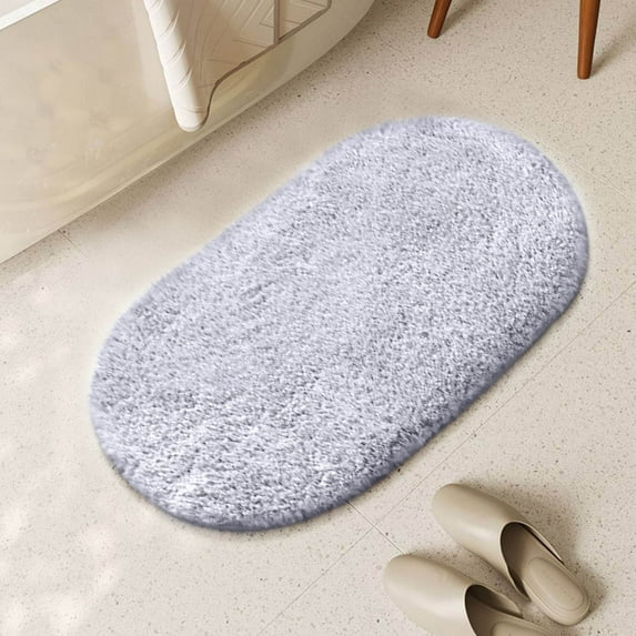 Qocolhg Bath Rug for Bathroom, 24x36 inch Soft Shaggy Non-Slip Chenille Bathroom Rugs, Super Absorbent and Thick, Machine Washable Bathroom Mat, Tub and Shower, Home Decor Accessories,Gray