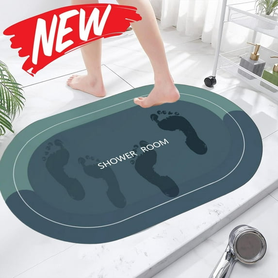 Qocolhg Bathroom Rugs 40x60cm, Extra Soft Absorbent Bath Rugs, Rubber Backing Quick Dry Non Slip, Machine Washable Bath Mats for Bathroom Floor, Tub and Shower, Home Decor Accessories, Blue