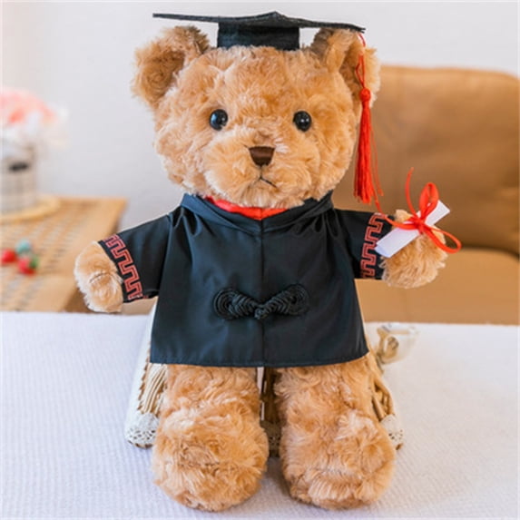 Qocolhg Bear with Graduation Cap Toys Class of 2025 Graduation Plush Stuffed Teddy Bear Animal Dog Graduation Cap and Gown with Greeting Card and Bag for Graduation Day Gift(Graduation Bear)