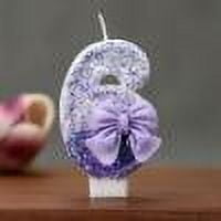 Vovii Purple Glitter Number 1 Candle – First Birthday Cake Topper With Bow For Girls' Celebrations
