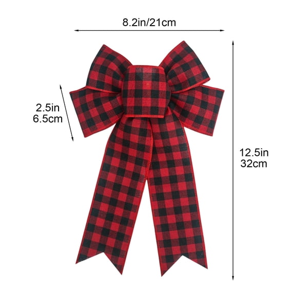 Qocolhg Buffalo Plaid Red Christmas Bows Outdoor Decorations, Large Christmas Tree Topper Bow, Wreath Bow for Xmas Home Front Door Indoor Decor