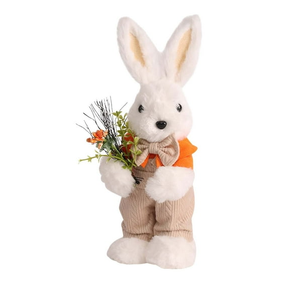 Qocolhg Bunny Stuffed Animal, Spring Decor, Plush Bunny for Ages 1 and Up, Furry Rabbit for Boys Girls Birthday Easter Party Favor Gifts Kids Easter Basket Stuffers, Clearance