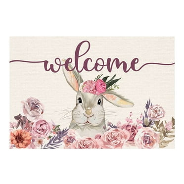 Qocolhg Carrots Bunny Happy Easter Kitchen Mats,Spring Home Decor Kitchen Rugs for Floor,Easter Doormat Spring Welcome Mat,Easter Bathroom Rugs Front Door Mat Indoor Outdoor Entrance Decor Clearance