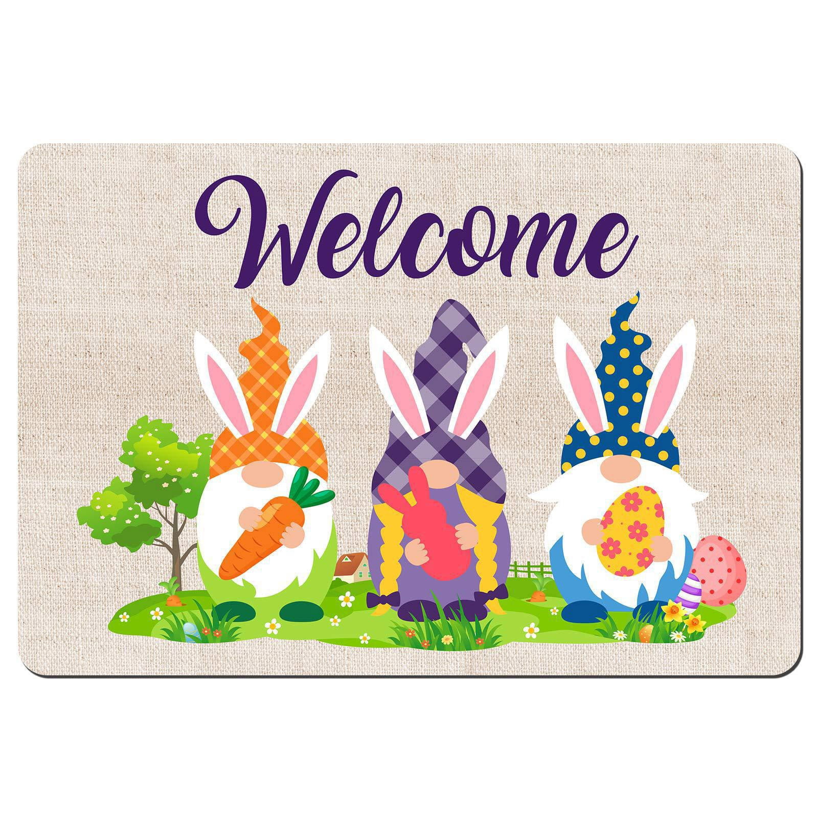 Cartoon Easter Rug Qocolhg Carrots Bunny Happy Easter Kitchen Mats,Spring Home Decor ...