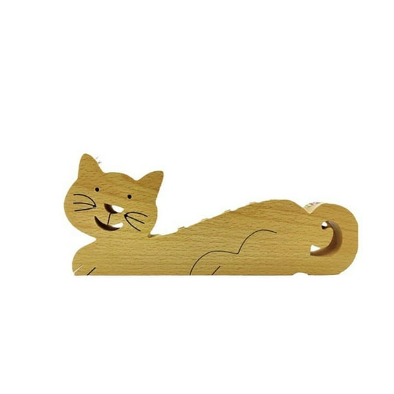 Qocolhg Cat Shaped Pen Holder, Vibrant Pen Holder for Desk, Cartoon Wooden Pen Container, Cat Pencil Holder, Creative Cat Crayon Holder, Wooden Crafts Ornaments for Home Desktop Decor