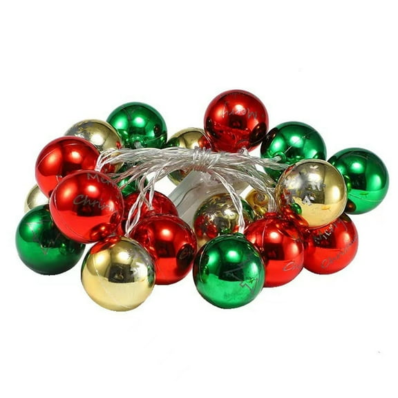 Qocolhg Christmas Balls Ornaments Lights Outdoor 118 Inch 20 Bulb Christmas Hanging String Ball Ornaments with LED Lights, Christmas Ball Lights for Christmas Tree Decorations, Battery Operated