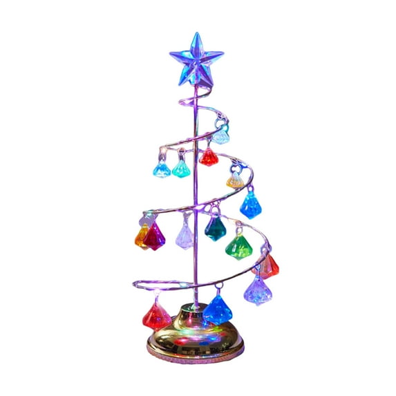 Qocolhg Christmas Decorations Desktop Ornaments, Lighted Tabletop Spiral Silver Christmas Tree, Multicolor Jingle Bells and Lights, Battery Operated, Home Xmas Decor, Christmas Ornaments Clearance