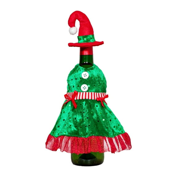 Qocolhg Christmas Decorations Indoor Outdoor, Christmas Wine Bottle Cover Dress Clothes Set Wine Bottle Ornaments Bag Xmas Party Dinner Table Decoration Gifts, on Sale Clearance!