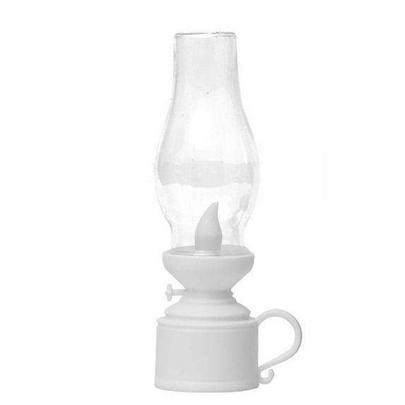 Qocolhg Christmas Decorations, Vintage Flameless Table Lamp LED Kerosene Lamp Nightstand Oil Lamp Battery Operated Retro Candle Lantern for Bedroom Living Room Decor, White