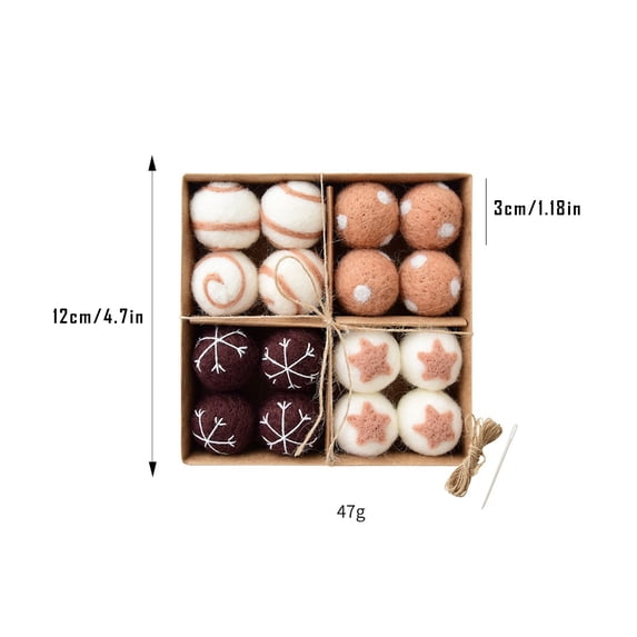 Qocolhg Christmas Felt Balls, 16 Pcs Christmas Ball Ornaments in Wool Felt Christmas Hanging Ornaments Balls for Christmas Tree Decorations, Christmas Ornaments Clearance
