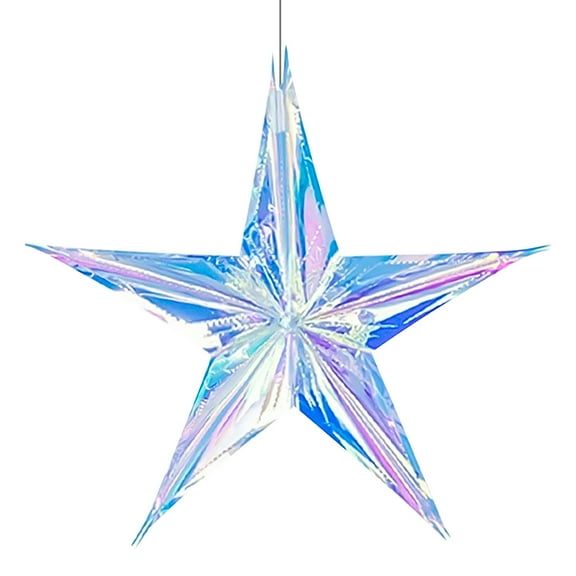 Qocolhg Christmas Iridescent Ornament Pentagon Star, Hanging Decorations, Christmas Hanging Party Supplies Props, Five Pointed Star Decor, Indoor and Outdoor Christmas Decorations