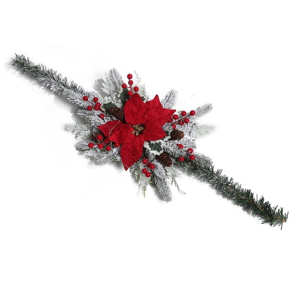 Qocolhg Christmas Mailbox Swag with Light Wintry Berries Christmas Mail Box Swag Garland Artificial Pine Rattan, Pine Cone and Red Berries Outdoor Party Christmas Decoration Clearance