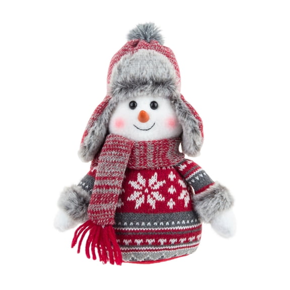 Qocolhg Christmas Ornaments, Cute Snowman Plush Knit Doll, Christmas Handmade Christmas Decorations Indoor Christmas Snowman Figurines for Home Winter for Table Top Cute Christmas Snowman Figurines