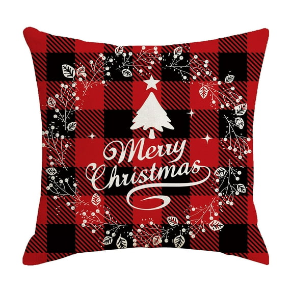 Qocolhg Christmas Pillow Covers 18x18, Christmas Tree Plaid Pillows Case Winter Snowman Pillow Case Festival Throw Cushion Cover Decorative Christmas Cushion Covers, Christmas Decorations Clearance