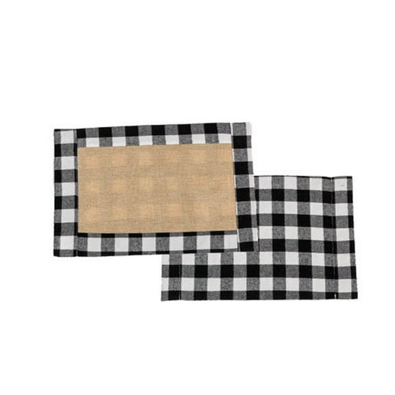 Qocolhg Christmas Placemats Buffalo Check Placemats Red Black Plaid Reversible Burlap and Cotton Placemats for Christmas Holiday Table Home Decor Christmas Decorations Indoor, 12.6x17.7 Inch