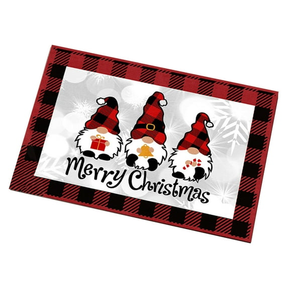 Qocolhg Christmas Snowman Area Rugs, Xmas Tree Snowflake Red and Black Plaid Non-Slip Washable Rug Indoor Rug Floor Mats Non Shedding Carpet for Living Room Bedroom Dining Room, 19.7 x 31.5 Inch