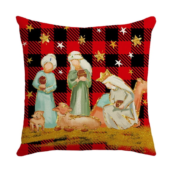 Qocolhg Christmas Throw Pillow Covers 16x16 inch, Xmas Jesus Throw Pillow Covers, Holy Night Jesus Religious Home Decor, Christian Cushion Case Decor, Winter Throw Pillow Cases Decor