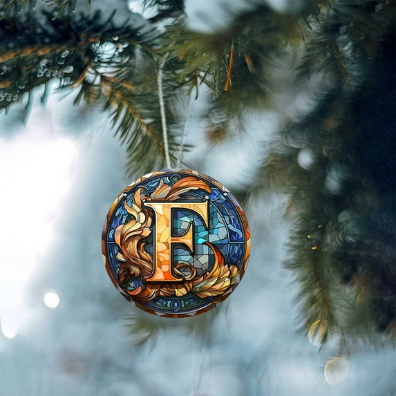 Qocolhg Christmas Tree Decorations, 3.14 Inch Personalized Home Ornaments Letter Name Ornaments Customized Initial Ornaments Christmas Gifts Family Souvenirs Ornaments Clearance, F