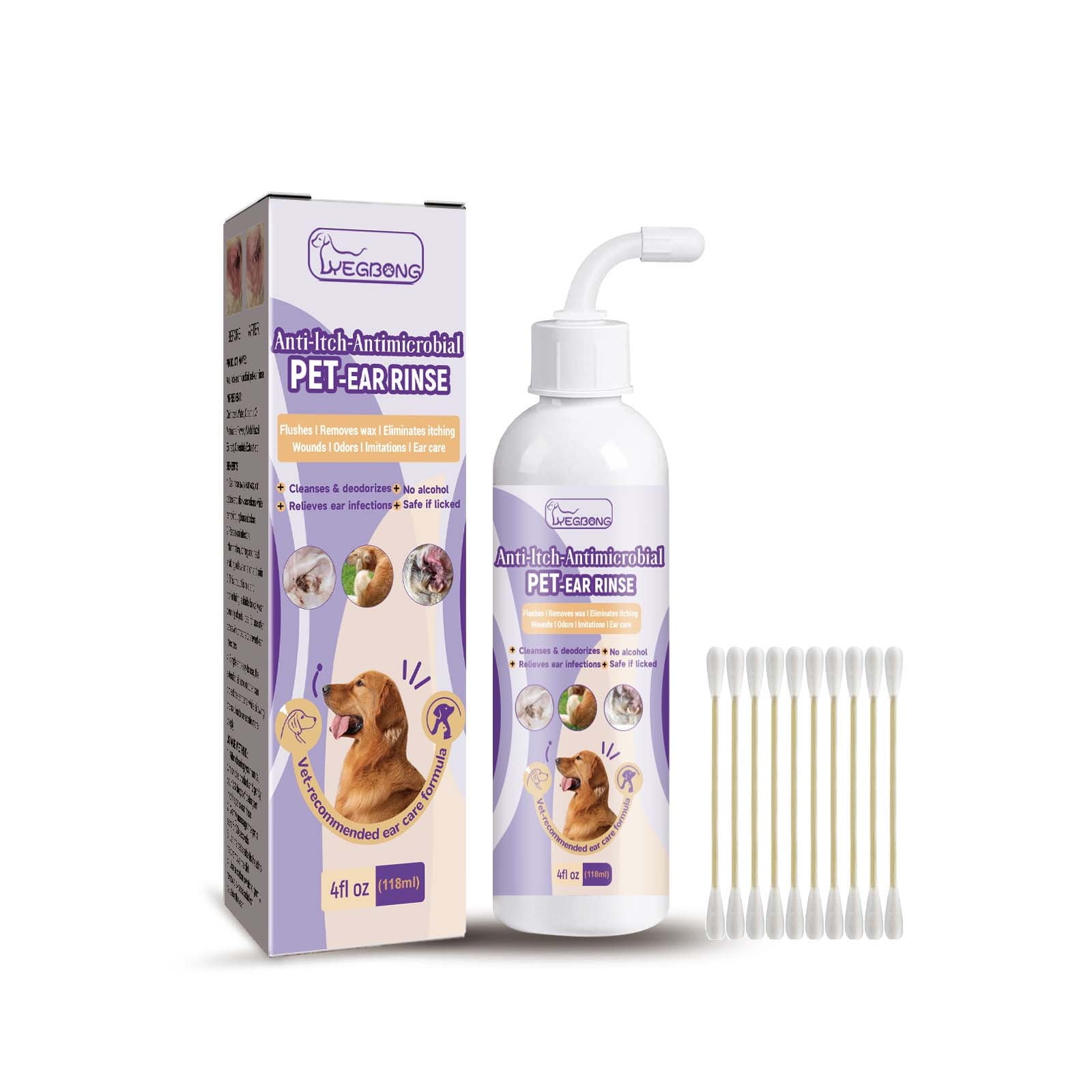 Qocolhg Clear Ears Therapy Ear Cleaner for Dogs Supporting Yeast