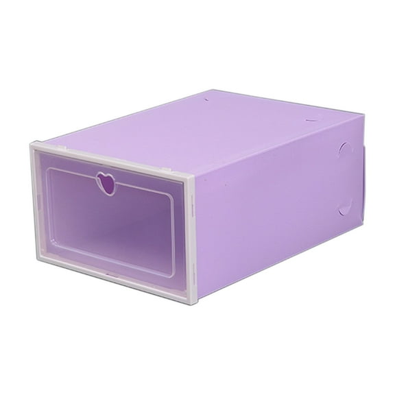 Qocolhg Clear Stackable Shoe Storage Box Storage Transparent Foldable Home Textile Storage Stuff Organizer, 12x8x5 inch Clamshell Storage Box, Plastic Drawer Organizer with Front Opening (Purple)