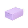 thumbnail image 1 of Qocolhg Clear Stackable Shoe Storage Box Storage Transparent Foldable Home Textile Storage Stuff Organizer, 12x8x5 inch Clamshell Storage Box, Plastic Drawer Organizer with Front Opening (Purple), 1 of 6