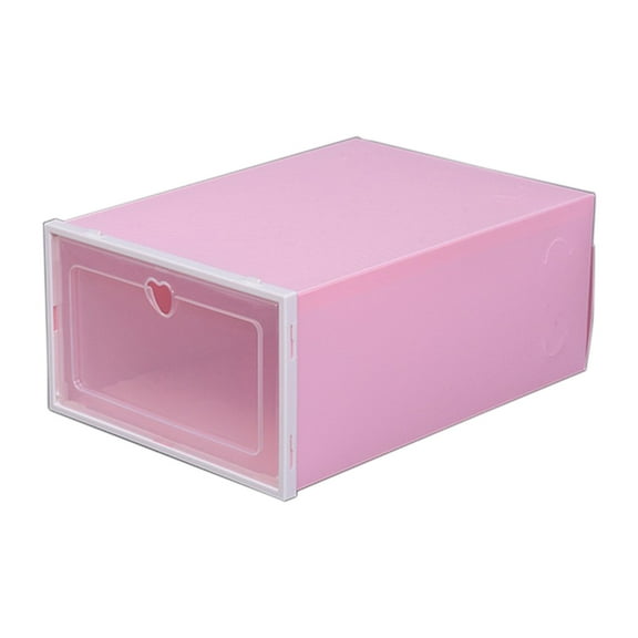 Qocolhg Clear Stackable Shoe Storage Box Storage Transparent Foldable Home Textile Storage Stuff Organizer, 12x8x5 inch Clamshell Storage Box, Plastic Drawer Organizer with Front Opening (Pink)
