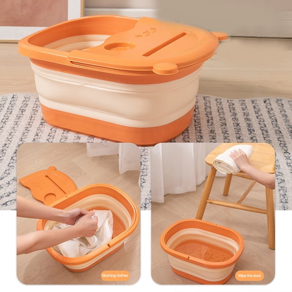 Qocolhg Collapsible Bucket for Foot Soaking with Handle Foot Bath Soak Tub with Massage Acupoint Plastic Cleaning Supplies, Small Cleaning Mop Buckets for Household Outdoor Car Washing Tub
