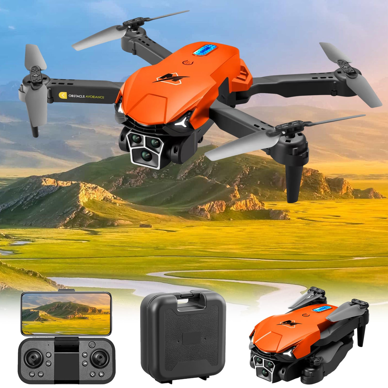 Qocolhg Drones with Camera for Adults 4k 1080P HD, Drone Three Camera HD Aerial Camera Folding