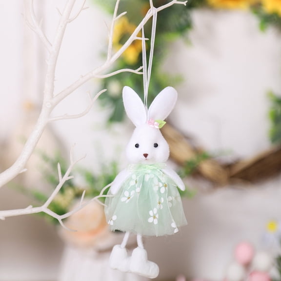 Qocolhg Easter Bunny Figurines, Bunny Rabbit Statue for Easter Party Gift Spring Tea Party Decoration Table Ornaments Indoor Home Farmhouse Decor Birthday Baby Shower Supplies, Green