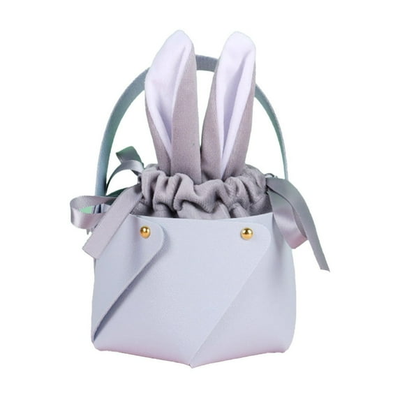 Qocolhg Easter Bunny Gift Bags with Drawstring Rabbit Ear Velvet Bag 5.5 x 4 Inch Easter Bunny Candy Treat Bag Bunny Party Favors Easter Egg Hunt Prizes for Baby Kids Basket Stuffers