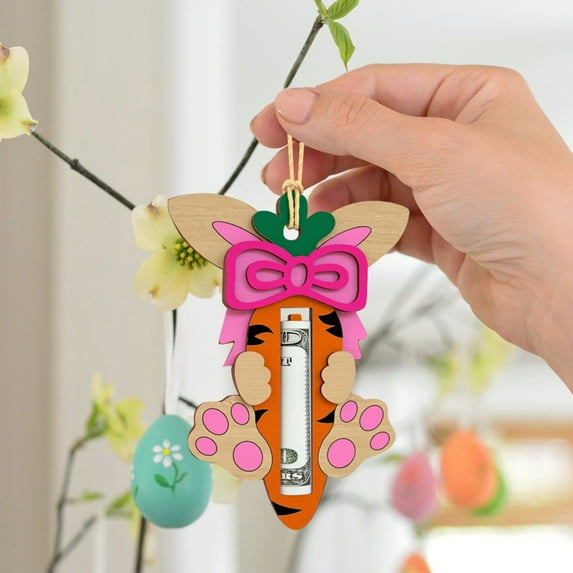 Qocolhg Easter Bunny Money Holder For Cash Gift, Easter Gift Card Holder Basket Tag, Basket Stuffers for Toddler, Kids, Teens, Easter Gifts for Boy, Girl, Grandchildren, Easter Basket Decorations