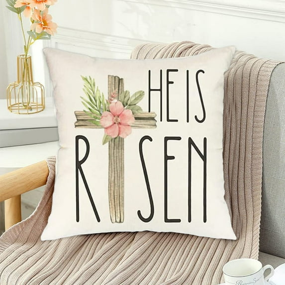 Qocolhg Easter Pillow Covers 18x18 Inch, Colorful Easter Eggs Decor Throw Pillows Spring Farmhouse Pillow Covers Easter Decorations Pillowcase Square Linen Outdoor Cushion Case for Couch Home