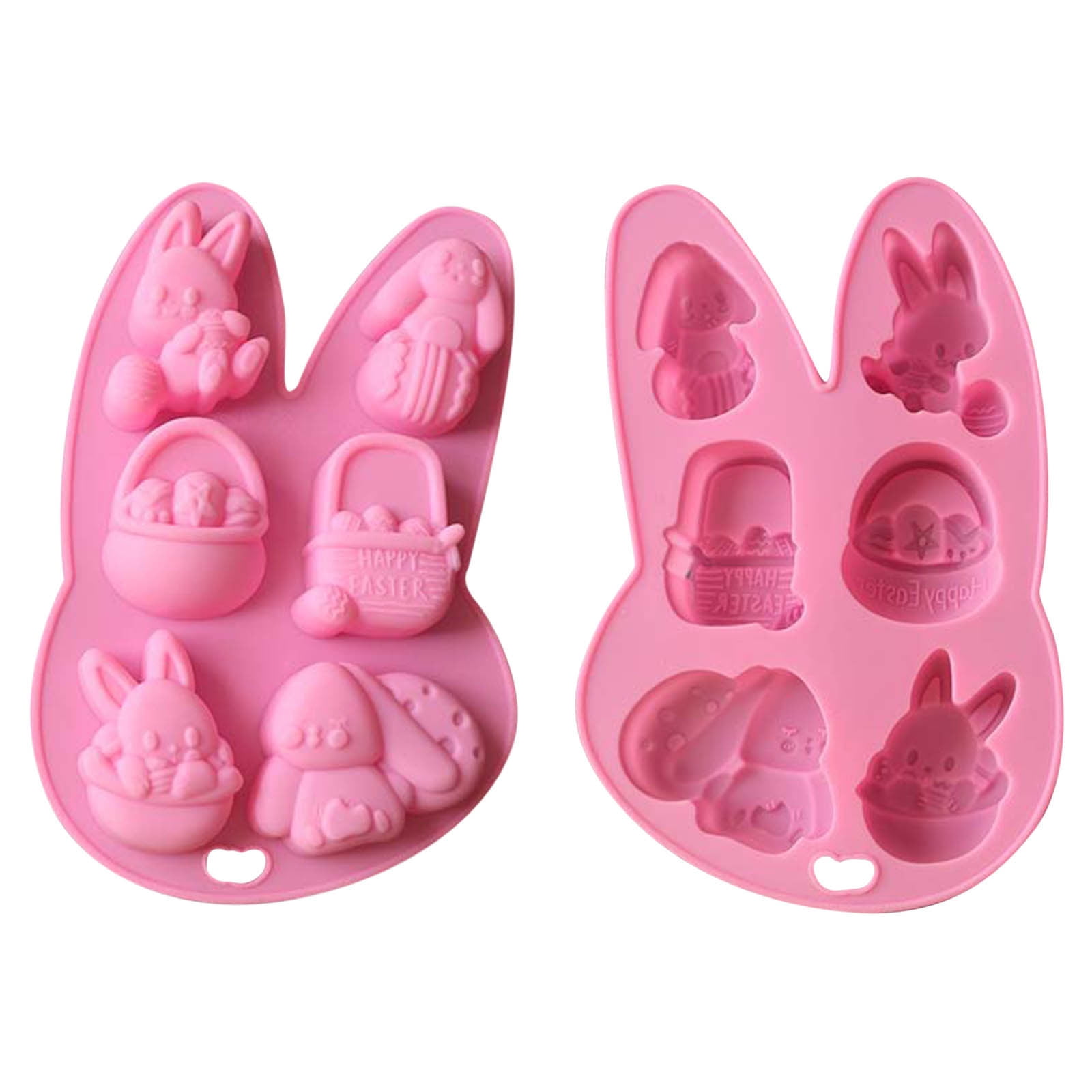 Qocolhg Easter Silicone Chocolate Moulds,Egg,Bunny,Rabbit Head,Basket Shapes Mould for DIY Chocolate,Candy,Jelly,Mold Baking Pan for Easter Party Bombs Fondant Candy Dome Mousse Cake Topper Making