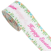Qocolhg Easter Spring Pastel Wired Ribbon Rolls, Easter Bunny Wired Edge Ribbons, Decorative Wrapping Ribbons for Gift, Easter Colorful DIY Craft Ribbons, Easter Fabric Ribbon Decor, 5 Yards