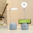 thumbnail image 1 of Qocolhg Eye Protection Desk Lamp LED Desk Lamp, USB Rechargeable Dormitory Bedside Reading Lamp, Dimmable Eye-Caring Desk Lamp, Pen & Phone Holders, for Office Bedroom Dorms, Blue, 1 of 6