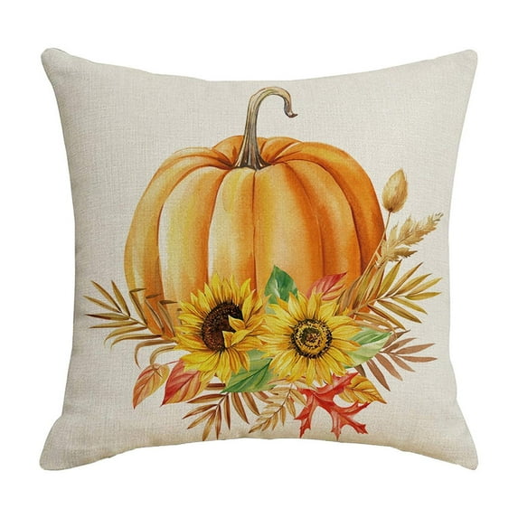 Qocolhg Fall Pillow Covers 17.7x17.7 Inch Pumpkin Sunflower Throw Pillow Covers Square Polyester Pillowcase Halloween Decor Pillow Covers Seasonal Autumn Thanksgiving Harvest Decoration for Sofa