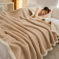 thumbnail image 1 of Qocolhg Flannel Fleece Throw Blankets for Bed Sofa Couch, Soft Warm Plush Blanket, Cozy Lightweight Thick Blanket for Adult Kids, Air Conditioner Blanket for All Seasons, Summer Clearance, Khaki, 1 of 6
