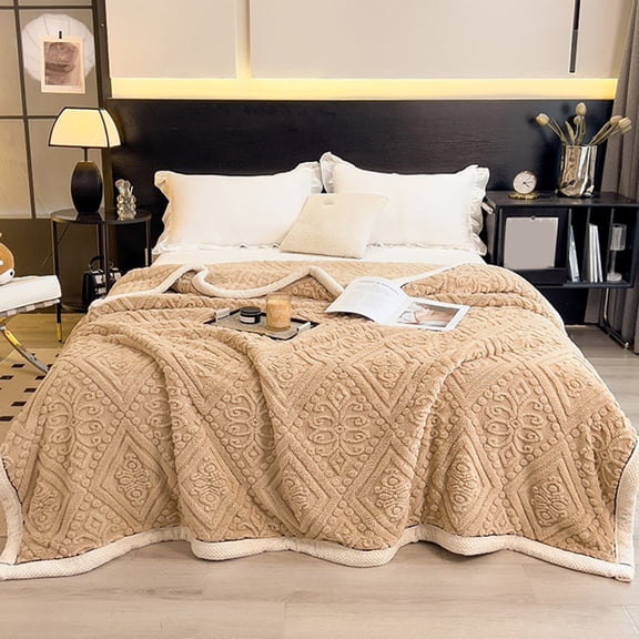 Qocolhg Flannel Fleece Throw Blankets for Bed Sofa Couch, Soft Warm Plush Blanket, Cozy Lightweight Thick Blanket for Adult Kids, Air Conditioner Cooling Blanket for Hot Sleepers, Clearance, Khaki