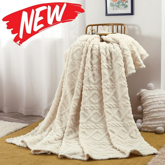 Qocolhg Flannel Throw Blanket for Couch - Super Soft & Warm Fluffy Blanket, Decorative and Giftable Striped Blankets for Women, Men, Lightweight Sofa Bed Blanket All Season Use (Beige, 70x100cm)