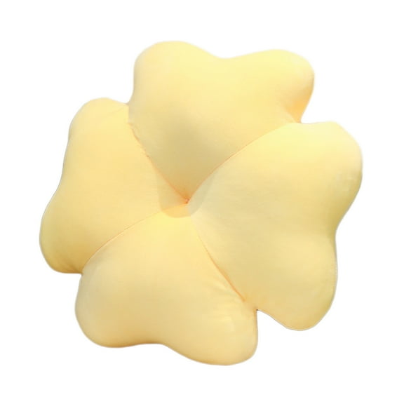 Qocolhg Four-Leaf Clover Throw Pillow Plush Seating Cushion Home Decoration for Bedroom Sofa Chair, Cute Room Decor for Girls, Teens, Tweens & Toddlers, Plush Pillow for Reading and Afternoon, Yellow