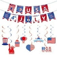 thumbnail image 1 of Qocolhg Fourth of July Memorial Day Party Decorations Streamers, 28Pcs Red White Blue Patriotic Hanging Swirl Ceiling Decor,America Independence Holiday Birthday Banner Supplies, Clearance, 1 of 9